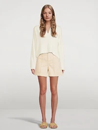 Cotton High-Waisted Denim Shorts