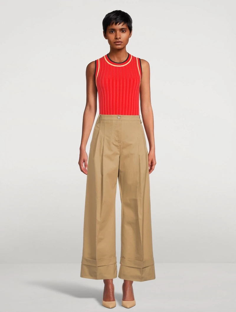 High-Waisted Flared Chino Pants