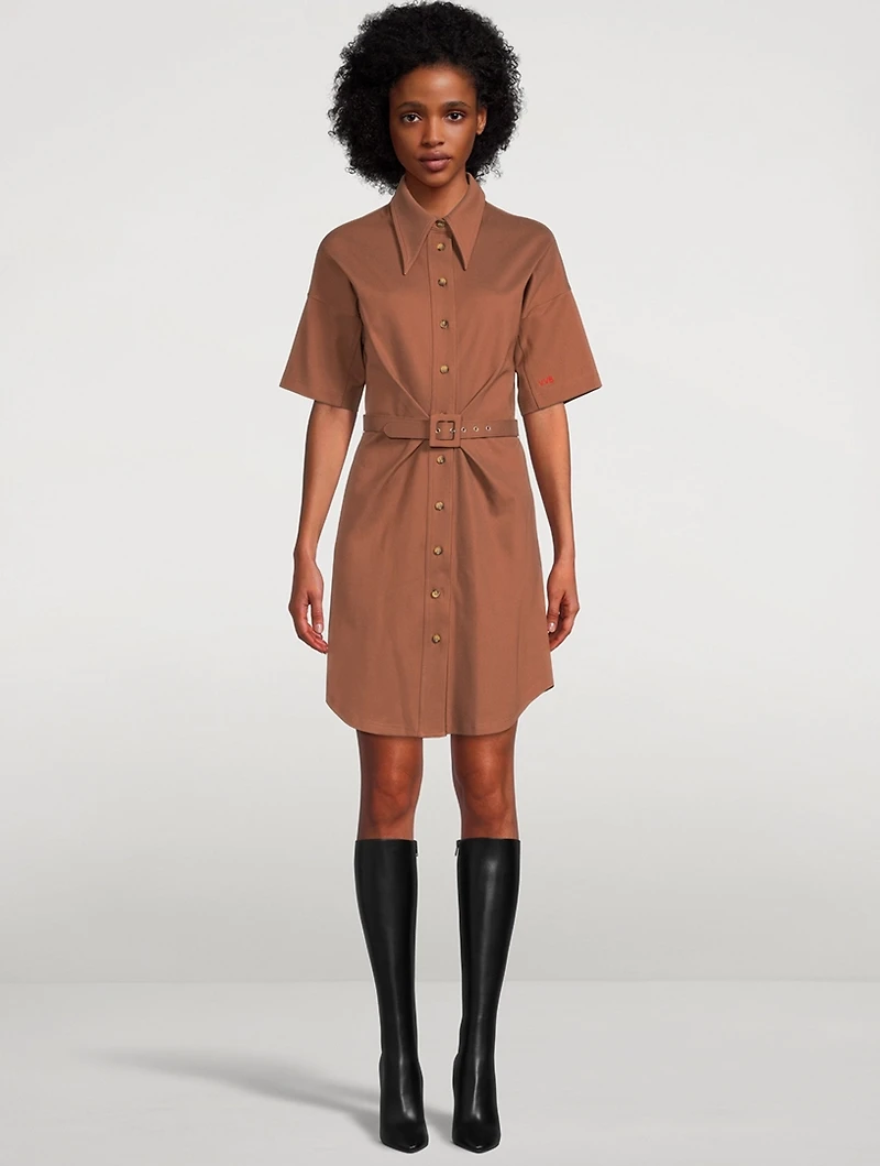 Belted Jersey Shirt Dress