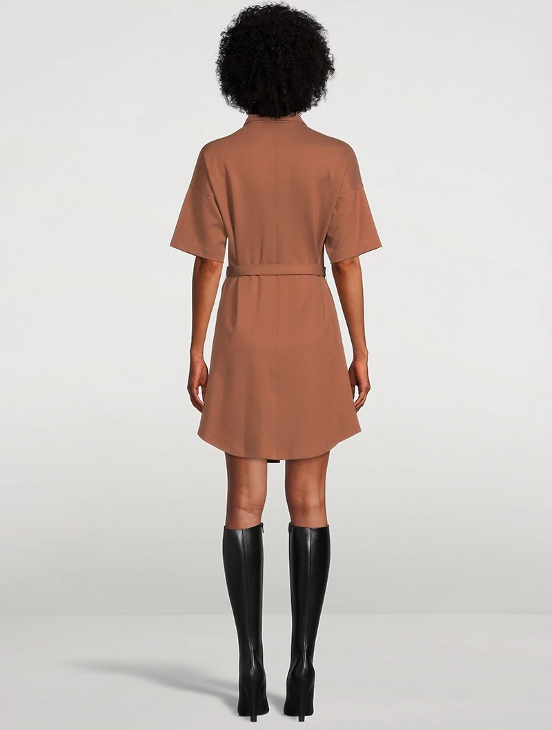 Belted Jersey Shirt Dress
