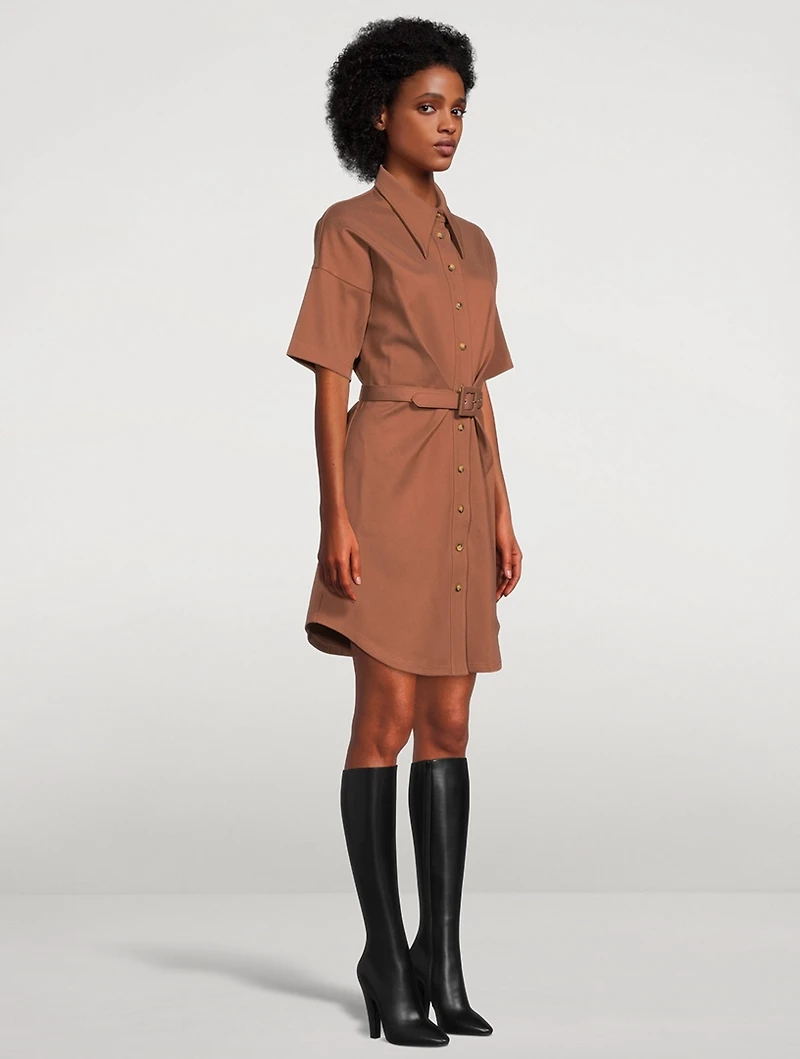 Belted Jersey Shirt Dress