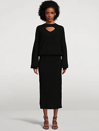 Merino Wool Sweater Dress With Keyhole