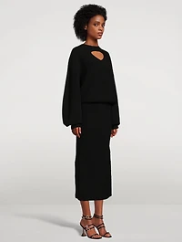 Merino Wool Sweater Dress With Keyhole