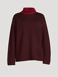Merino Wool Turtleneck Sweater With Piping