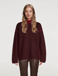 Merino Wool Turtleneck Sweater With Piping
