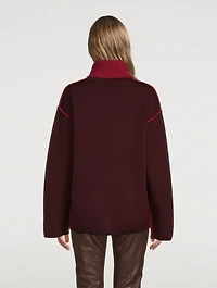 Merino Wool Turtleneck Sweater With Piping