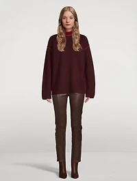 Merino Wool Turtleneck Sweater With Piping