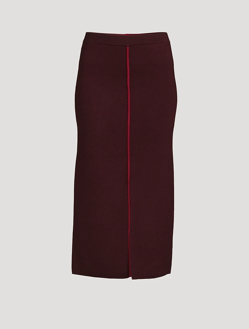 Merino Wool Midi Skirt With Piping