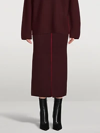 Merino Wool Midi Skirt With Piping