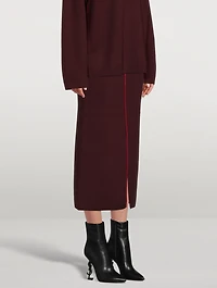 Merino Wool Midi Skirt With Piping