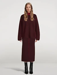 Merino Wool Midi Skirt With Piping