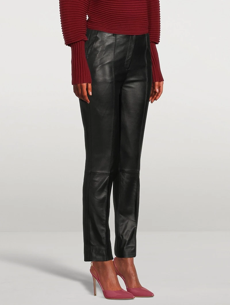 Straight-Leg Leather Trousers