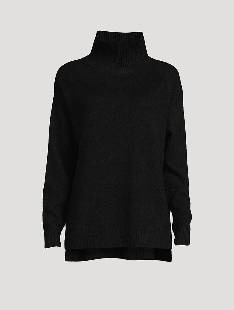 Ribbed Cashmere Stand Neck Sweater