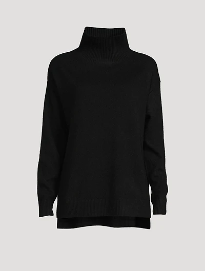 Ribbed Cashmere Stand Neck Sweater