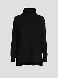 Ribbed Cashmere Stand Neck Sweater