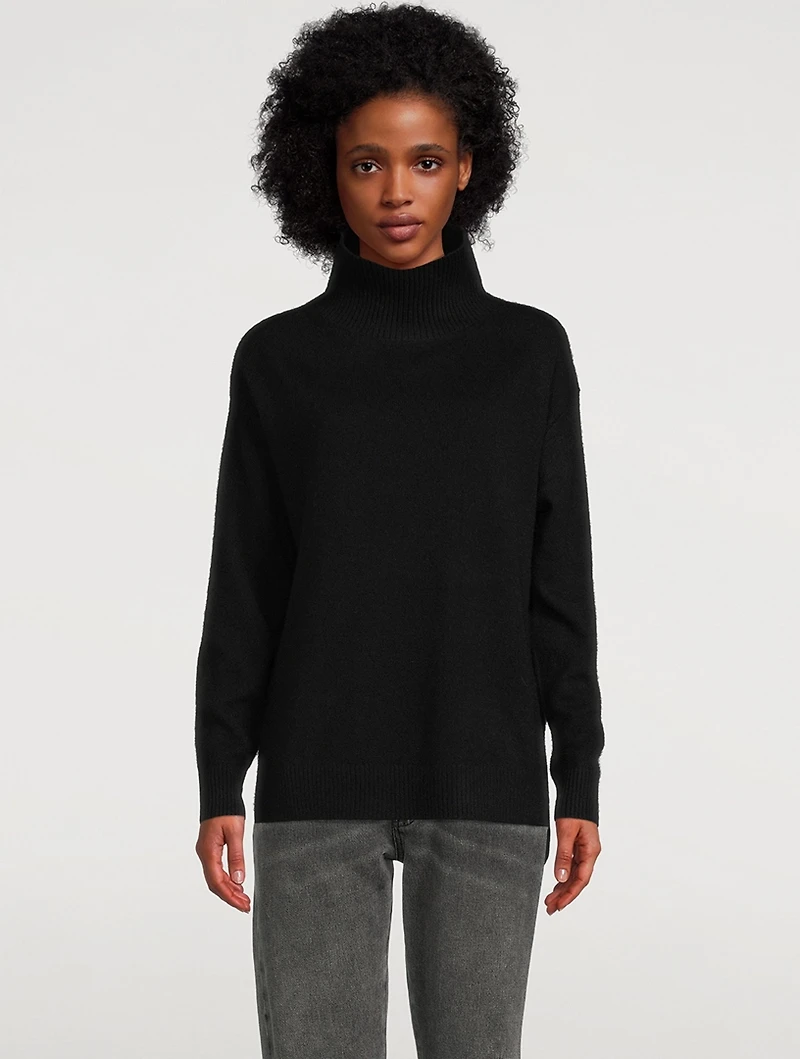 Ribbed Cashmere Stand Neck Sweater