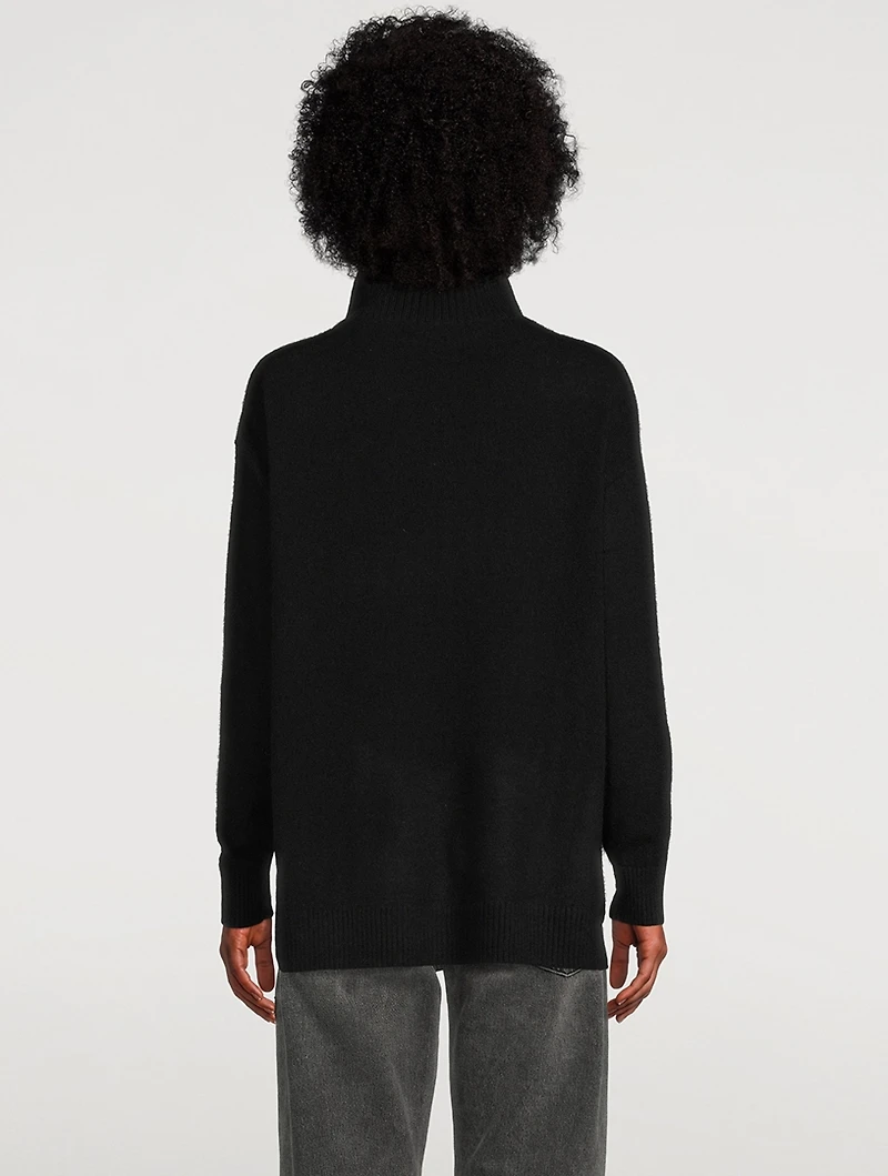 Ribbed Cashmere Stand Neck Sweater