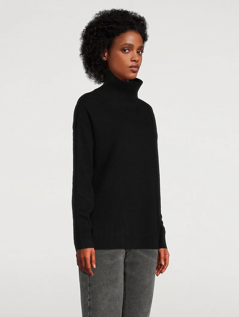 Ribbed Cashmere Stand Neck Sweater