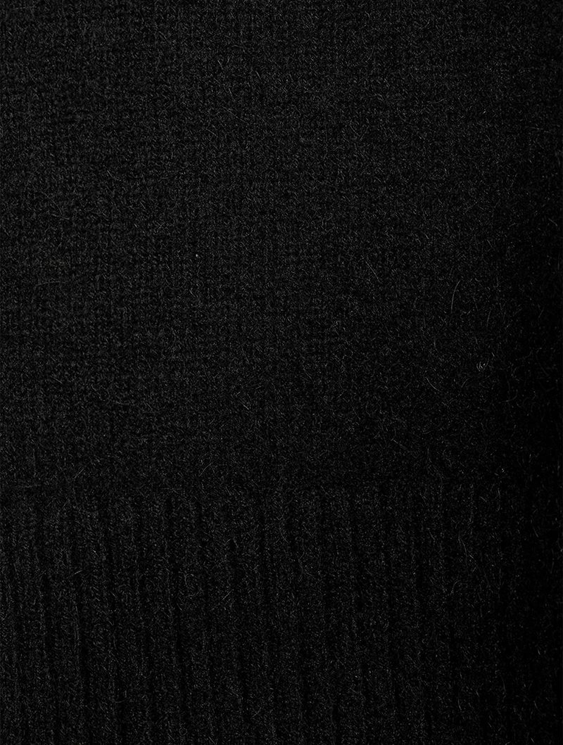 Ribbed Cashmere Stand Neck Sweater