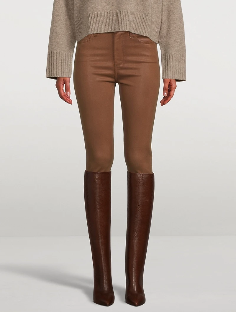 Hoxton Coated High-Waisted Ankle Jeans