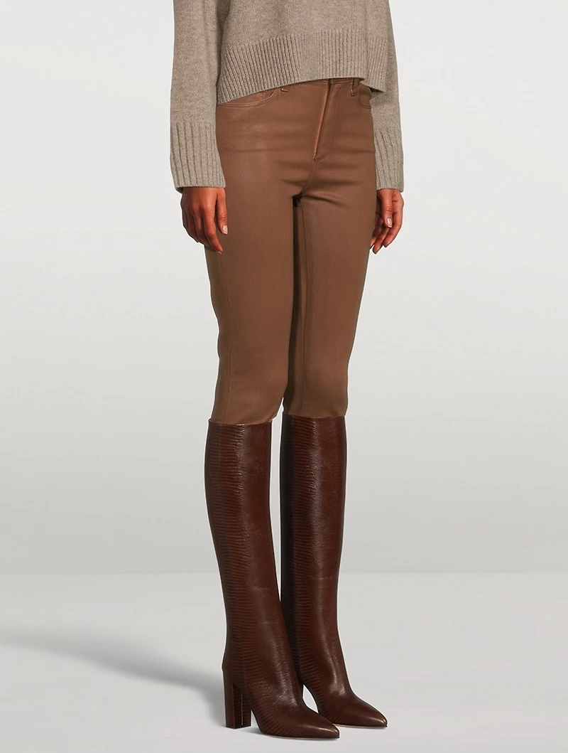 Hoxton Coated High-Waisted Ankle Jeans