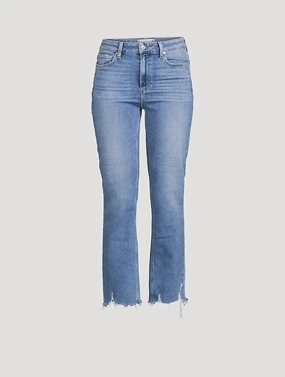 Cindy Destroyed-Hem Straight-Leg Jeans