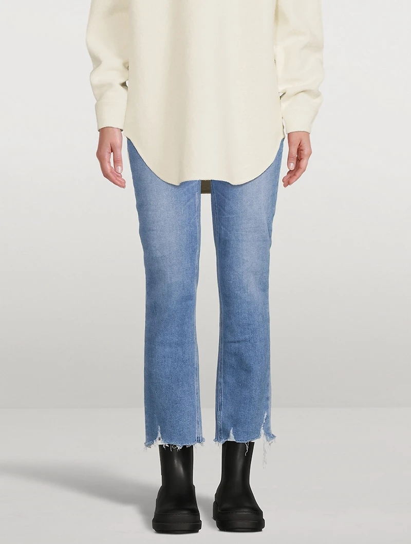 Cindy Destroyed-Hem Straight-Leg Jeans