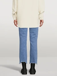 Cindy Destroyed-Hem Straight-Leg Jeans