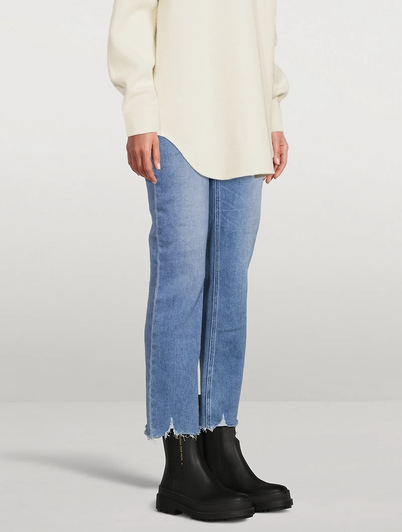 Cindy Destroyed-Hem Straight-Leg Jeans