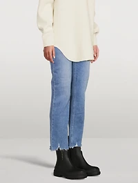 Cindy Destroyed-Hem Straight-Leg Jeans