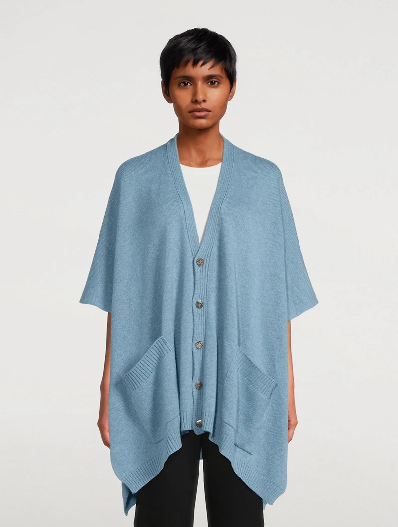 Cashmere Cap-Sleeve Wide Cardigan