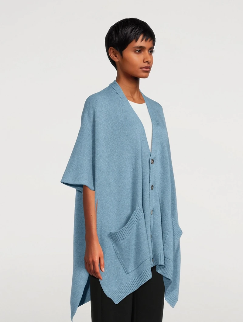 Cashmere Cap-Sleeve Wide Cardigan