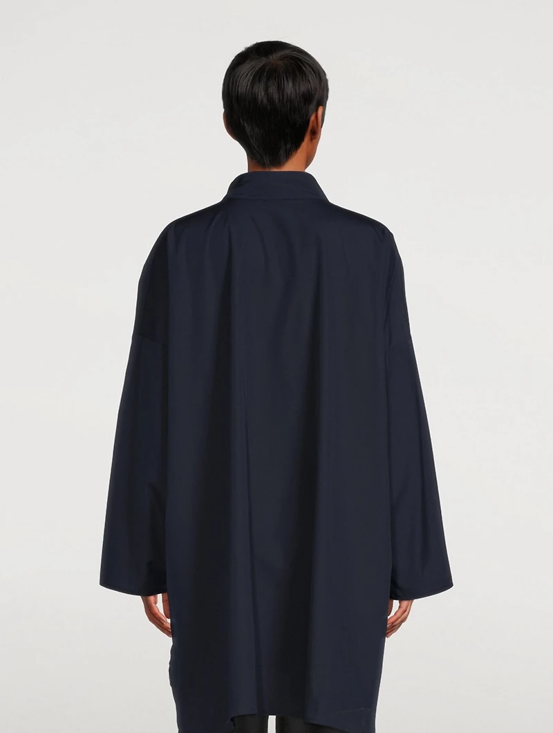 Sloped Shoulder Long A-Line Shirt