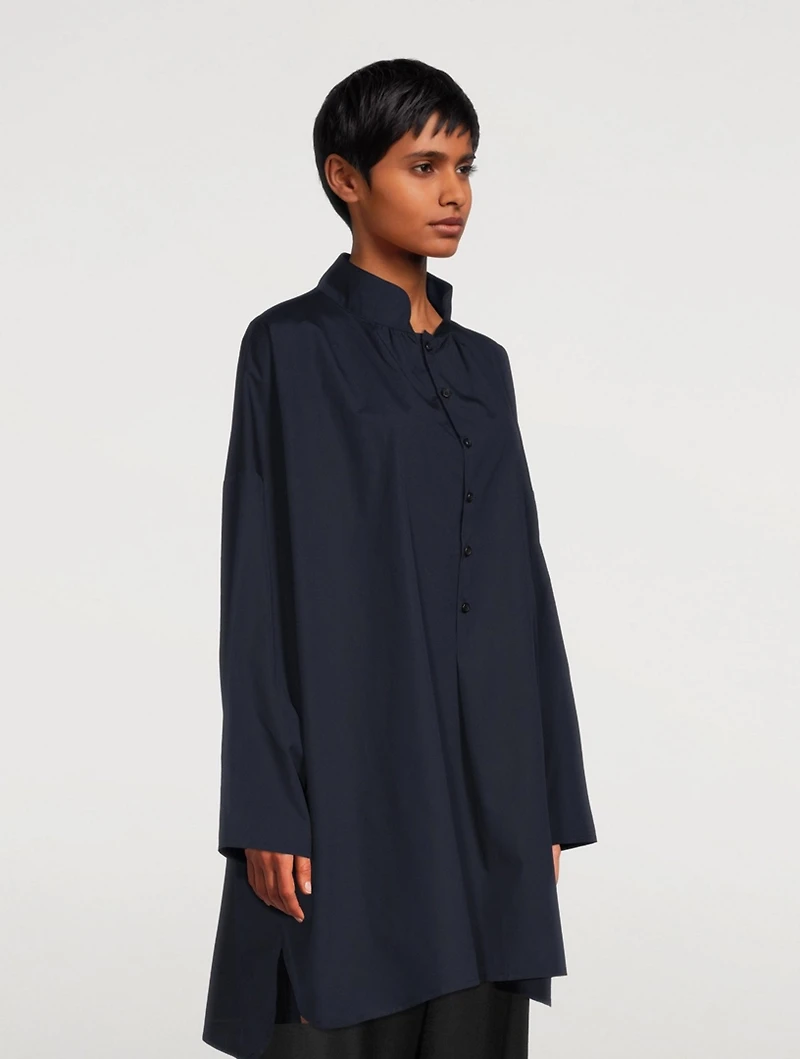 Sloped Shoulder Long A-Line Shirt