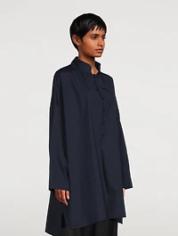 Sloped Shoulder Long A-Line Shirt