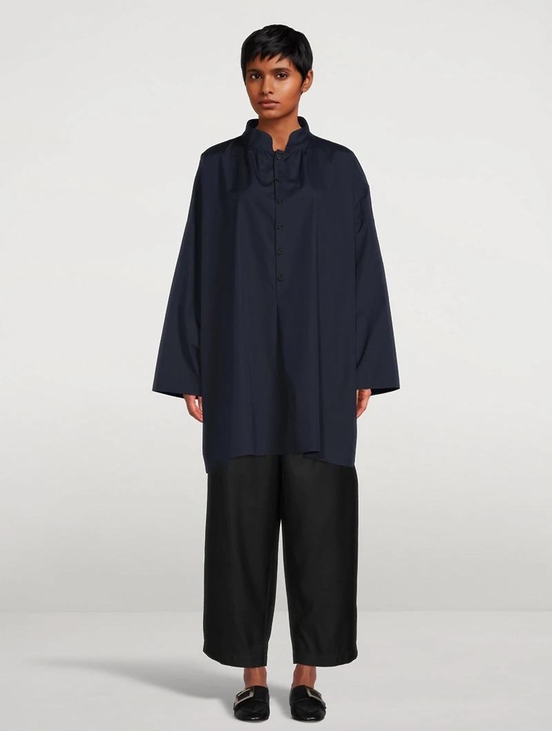 Sloped Shoulder Long A-Line Shirt