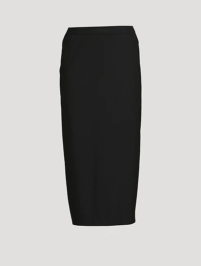 Wool-Blend Straight Midi Skirt
