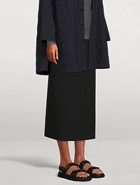 Wool-Blend Straight Midi Skirt