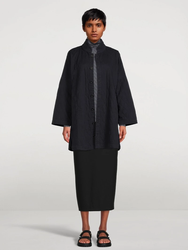 Wool-Blend Straight Midi Skirt