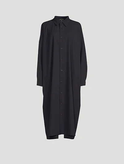 Wool-Blend Midi Shirt Dress