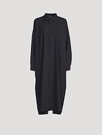 Wool-Blend Midi Shirt Dress