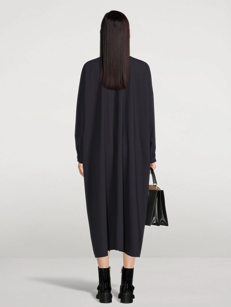 Wool-Blend Midi Shirt Dress