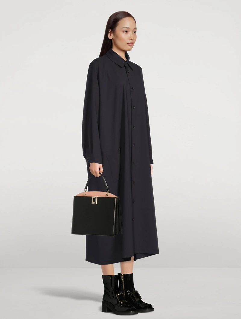 Wool-Blend Midi Shirt Dress