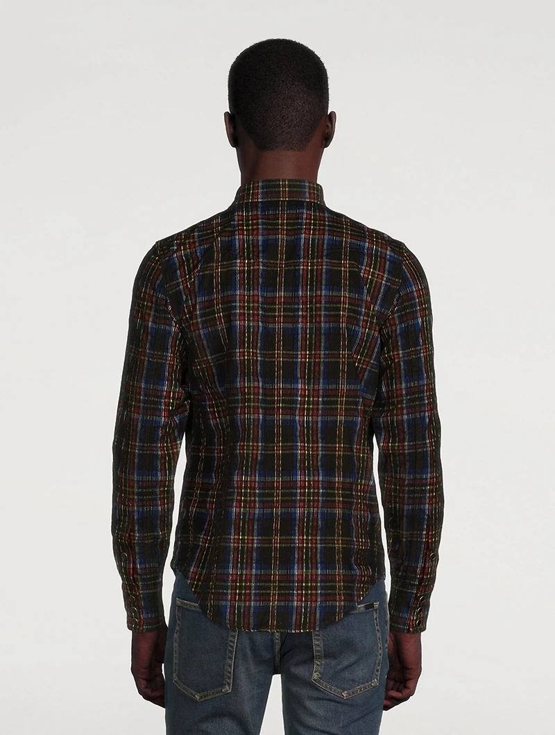 Corduroy Western Shirt Check Print