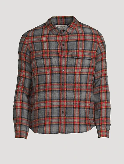 Wool And Cotton Western Shirt Check Print