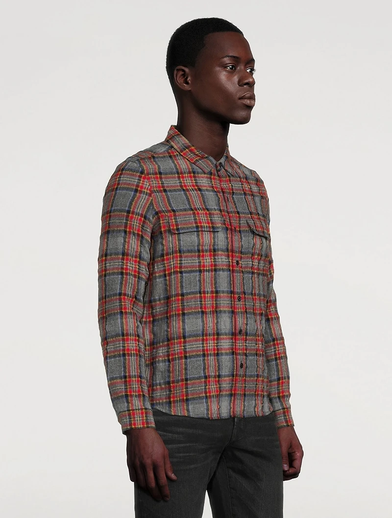 Wool And Cotton Western Shirt Check Print