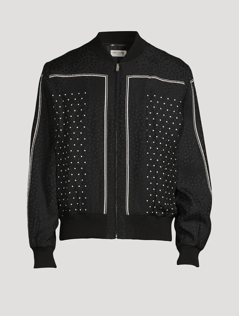 Silk Zip Jacket Monogram Dot Print