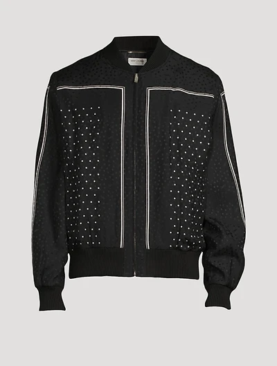 Silk Zip Jacket Monogram Dot Print