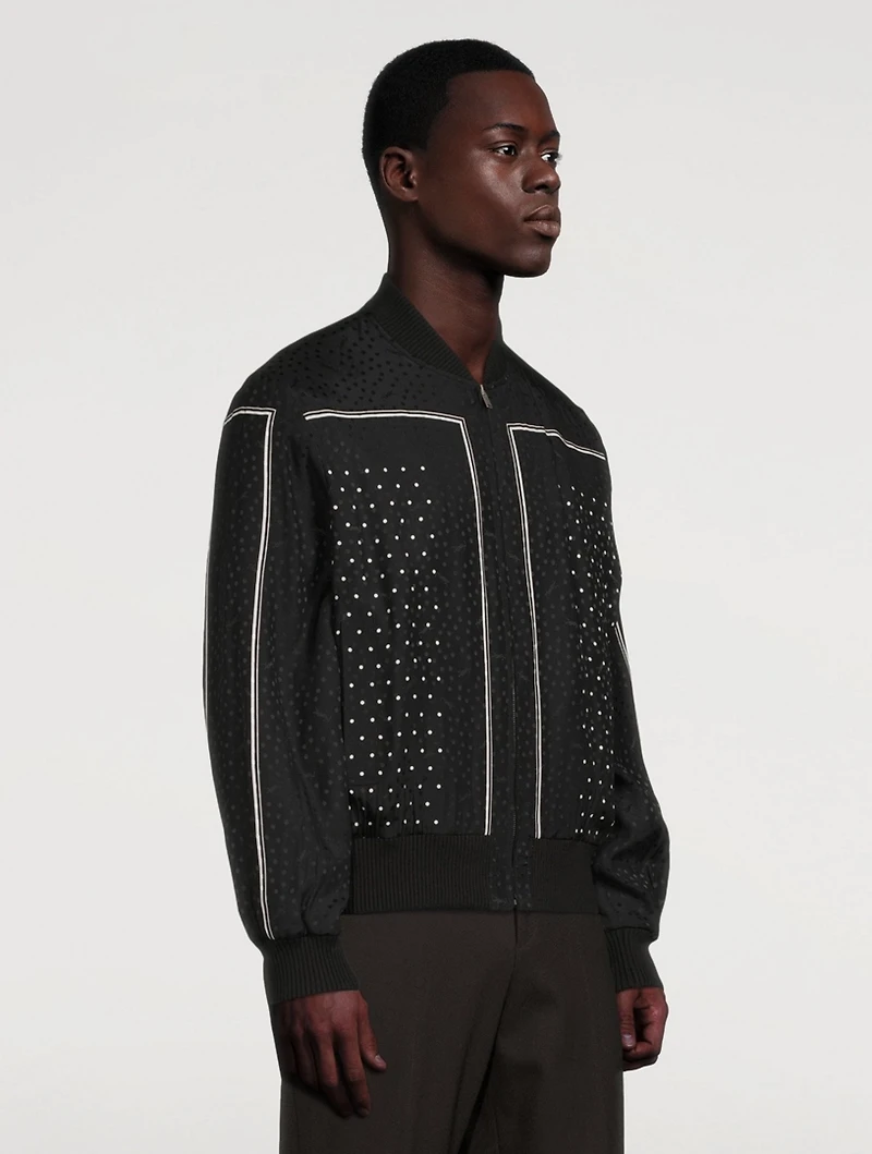 Silk Zip Jacket Monogram Dot Print