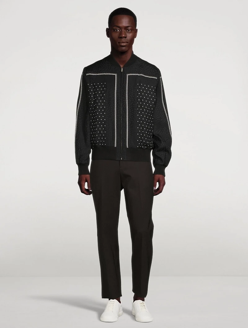 Silk Zip Jacket Monogram Dot Print